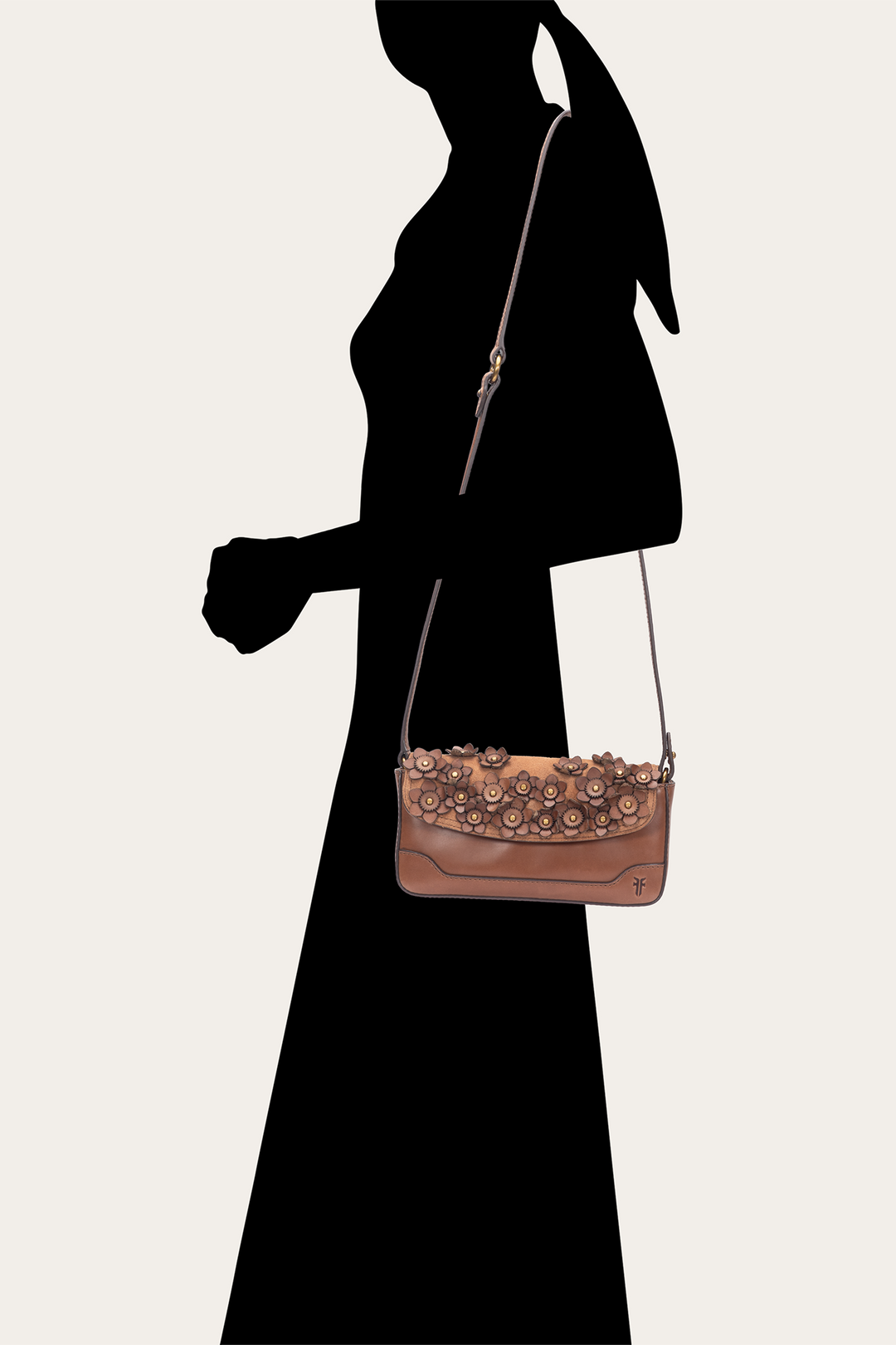 Frye Cognac Melissa Floral Convertible Mini Flap / Cognac