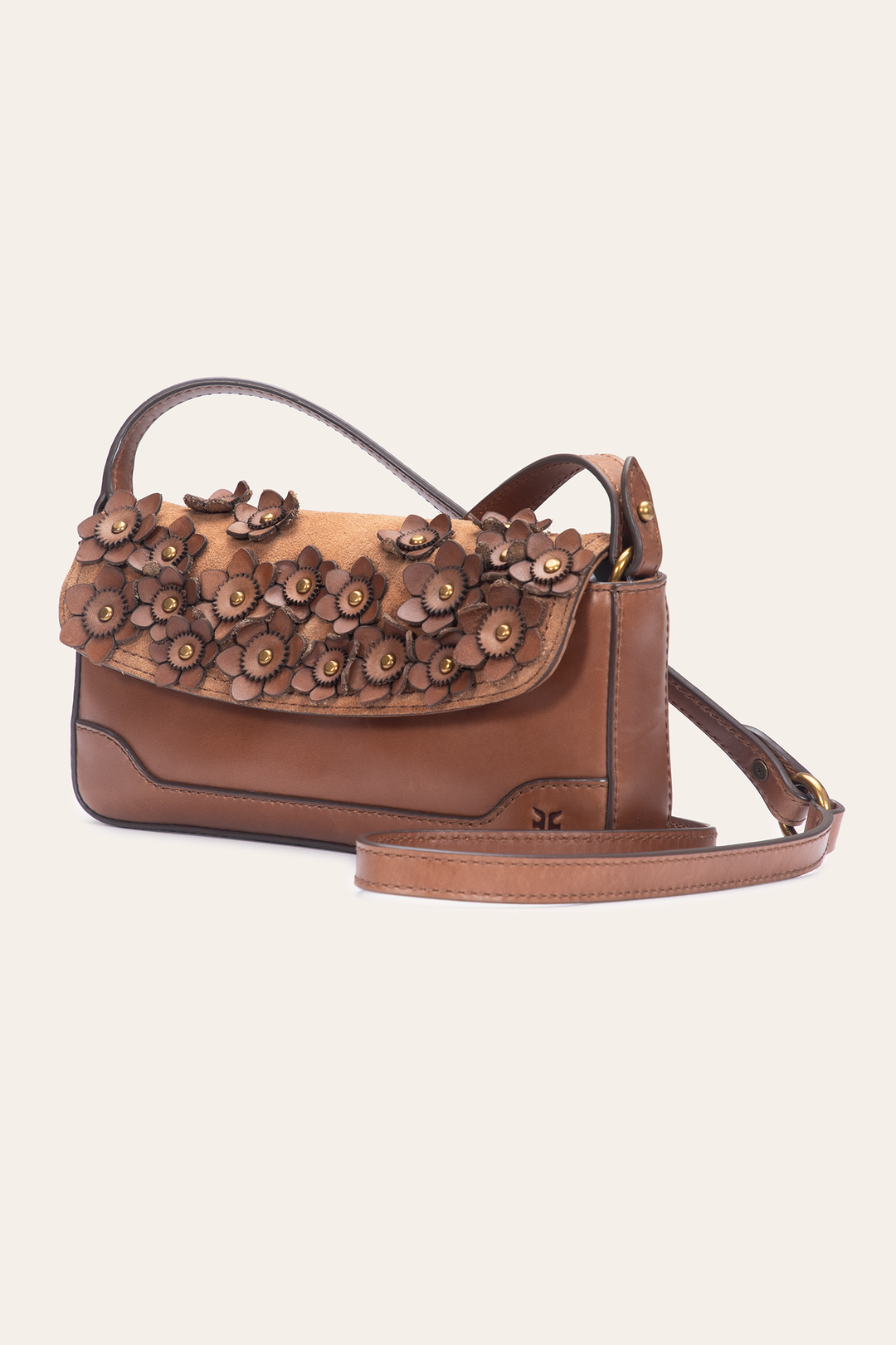 Frye Cognac Melissa Floral Convertible Mini Flap / Cognac
