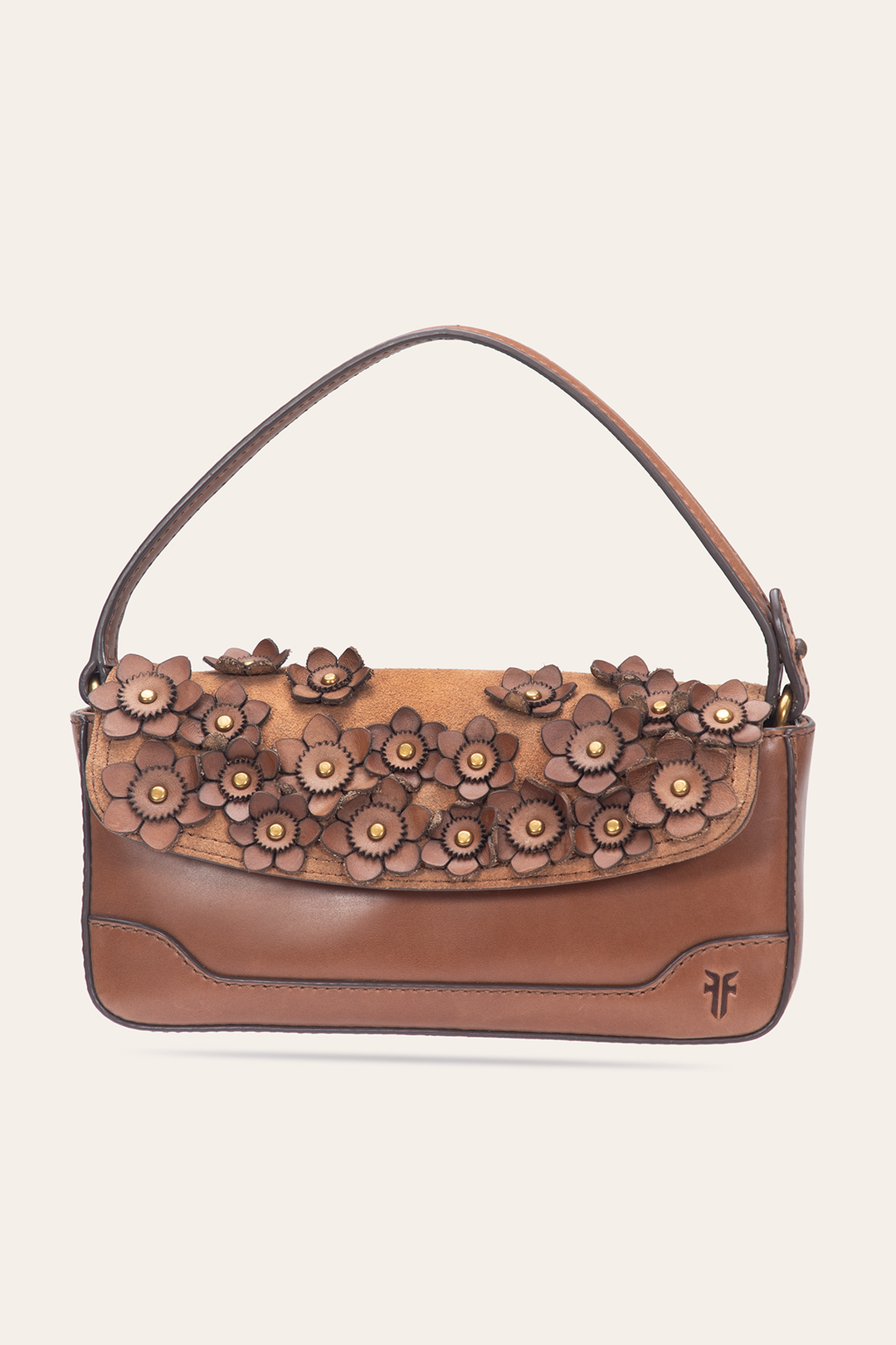 Frye Cognac Melissa Floral Convertible Mini Flap / Cognac