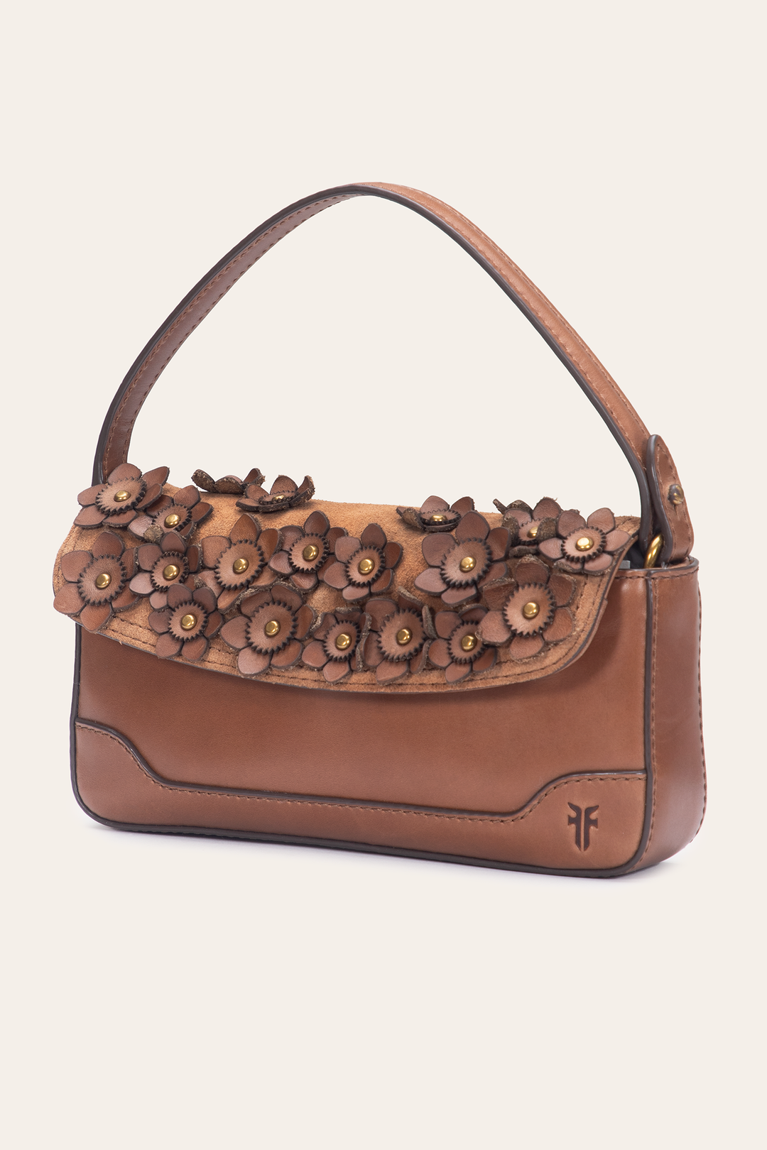Frye Cognac Melissa Floral Convertible Mini Flap / Cognac