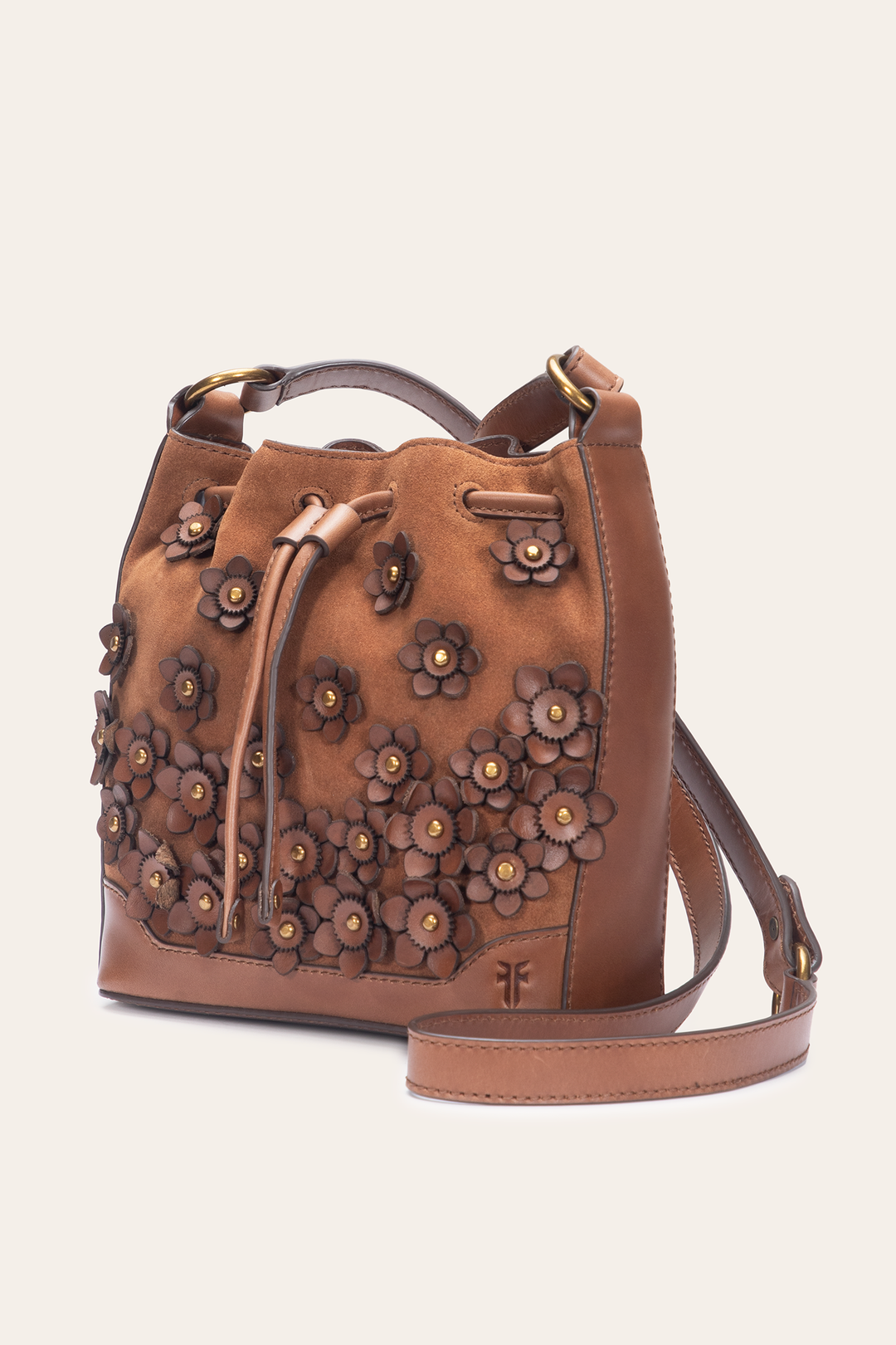 Frye Cognac Melissa Floral Convertible Bucket / Cognac