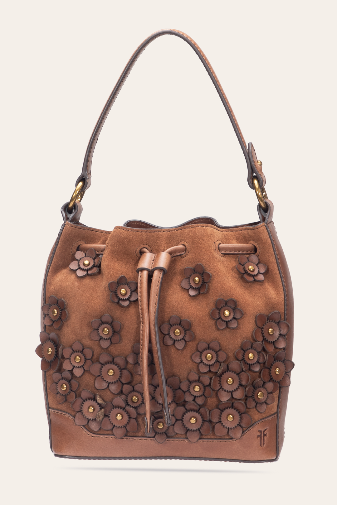 Frye Cognac Melissa Floral Convertible Bucket / Cognac