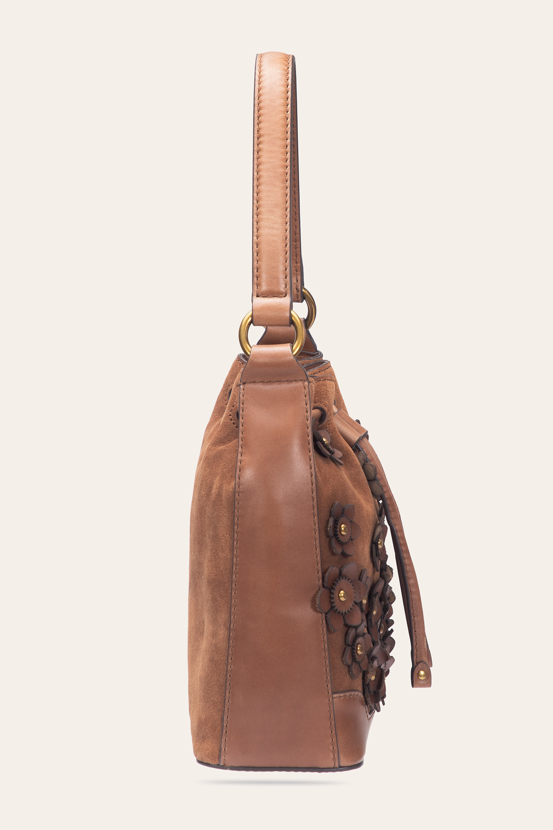Frye Cognac Melissa Floral Convertible Bucket / Cognac