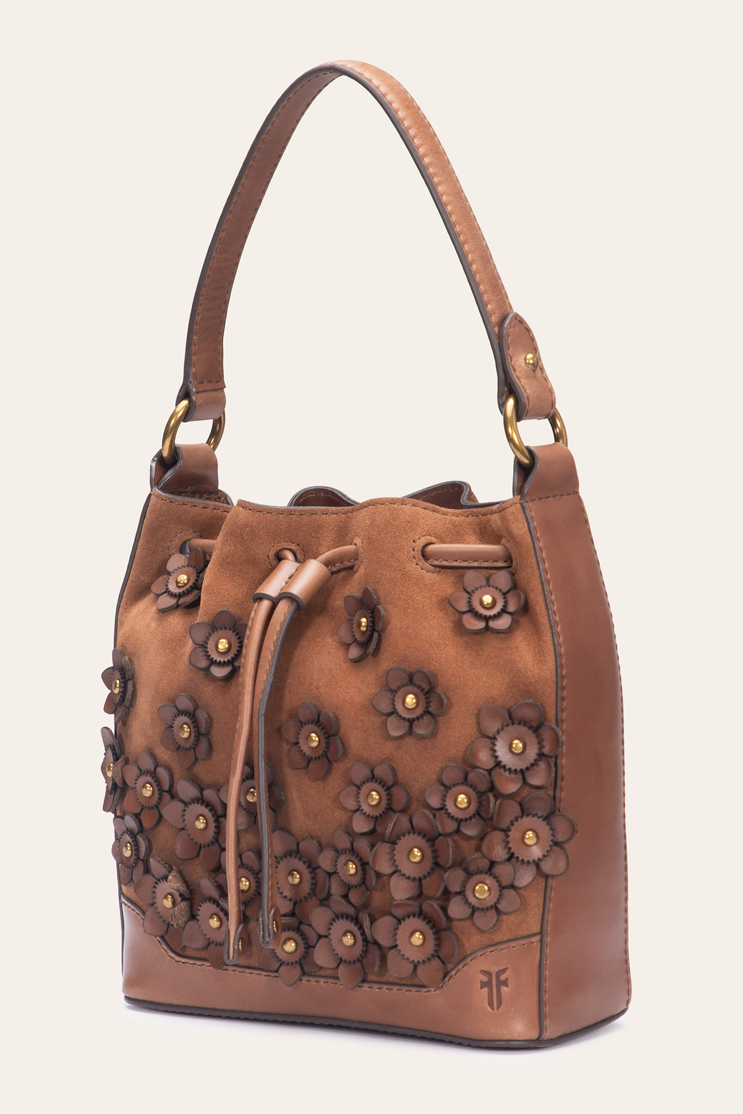 Frye Cognac Melissa Floral Convertible Bucket / Cognac
