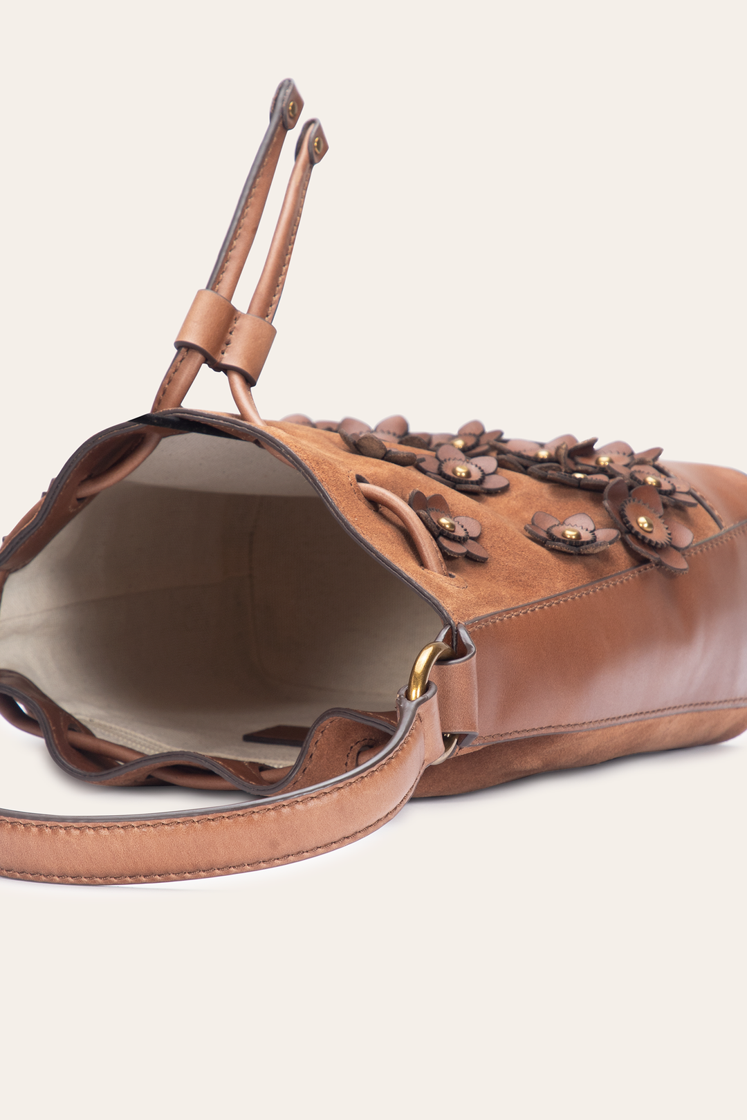 Frye Cognac Melissa Floral Convertible Bucket / Cognac