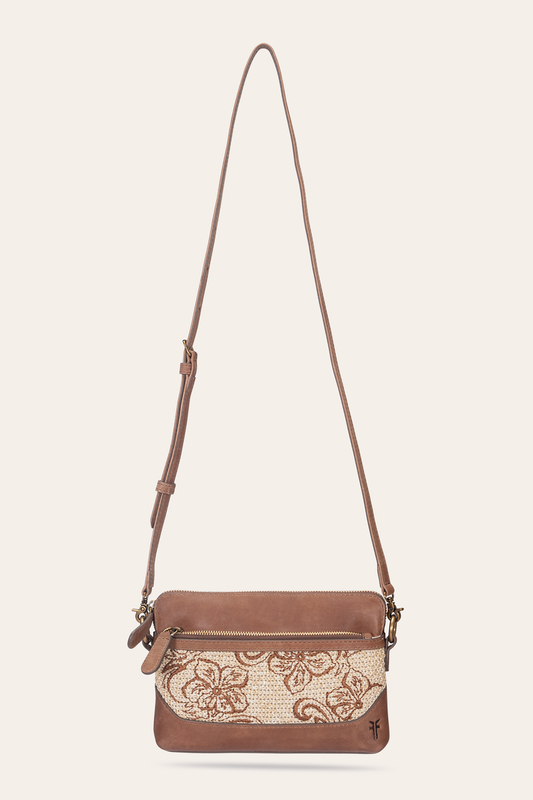 Frye Women's Floral Crossbody Wristlet Wallet / Cognac