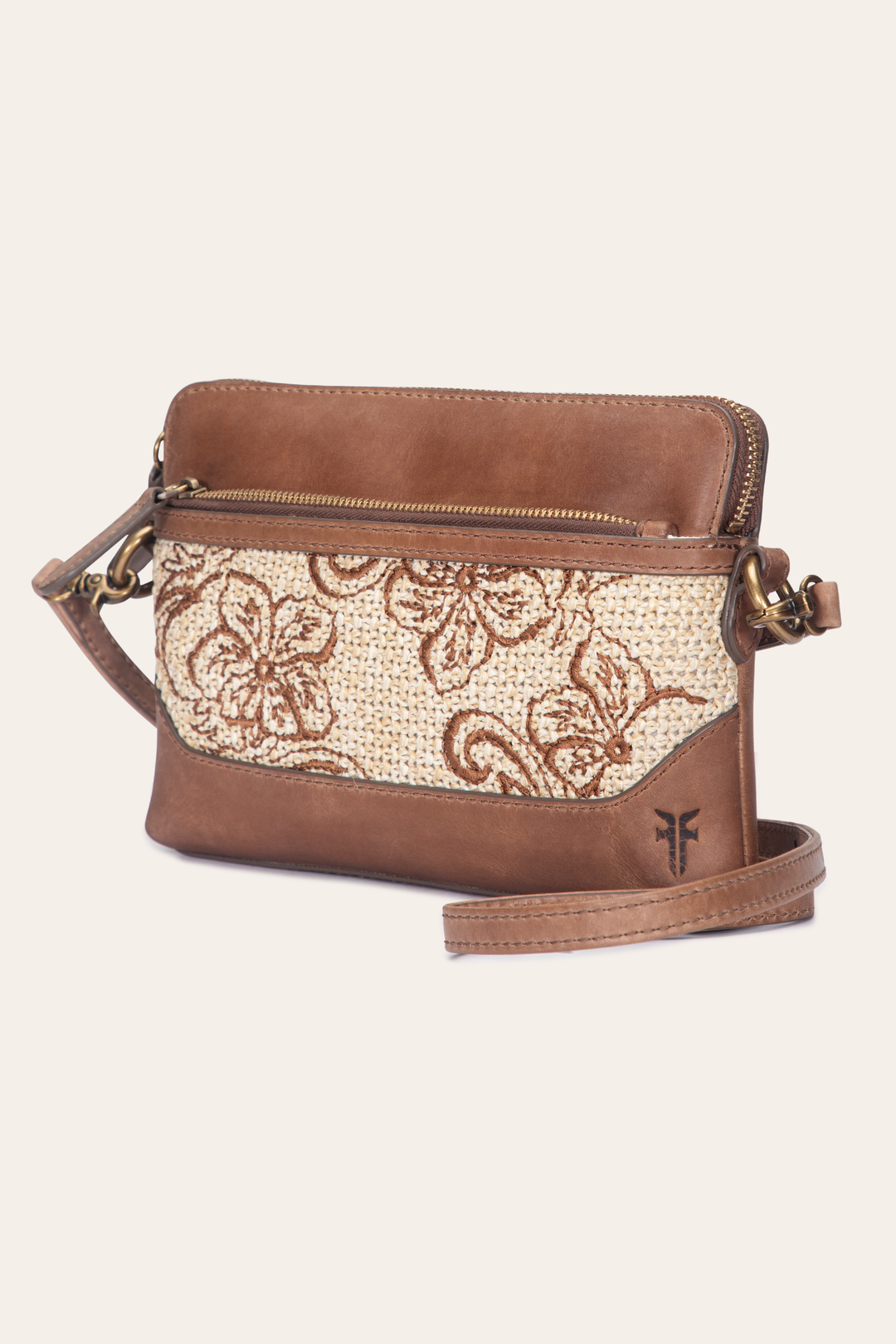 Frye Women's Floral Crossbody Wristlet Wallet / Cognac