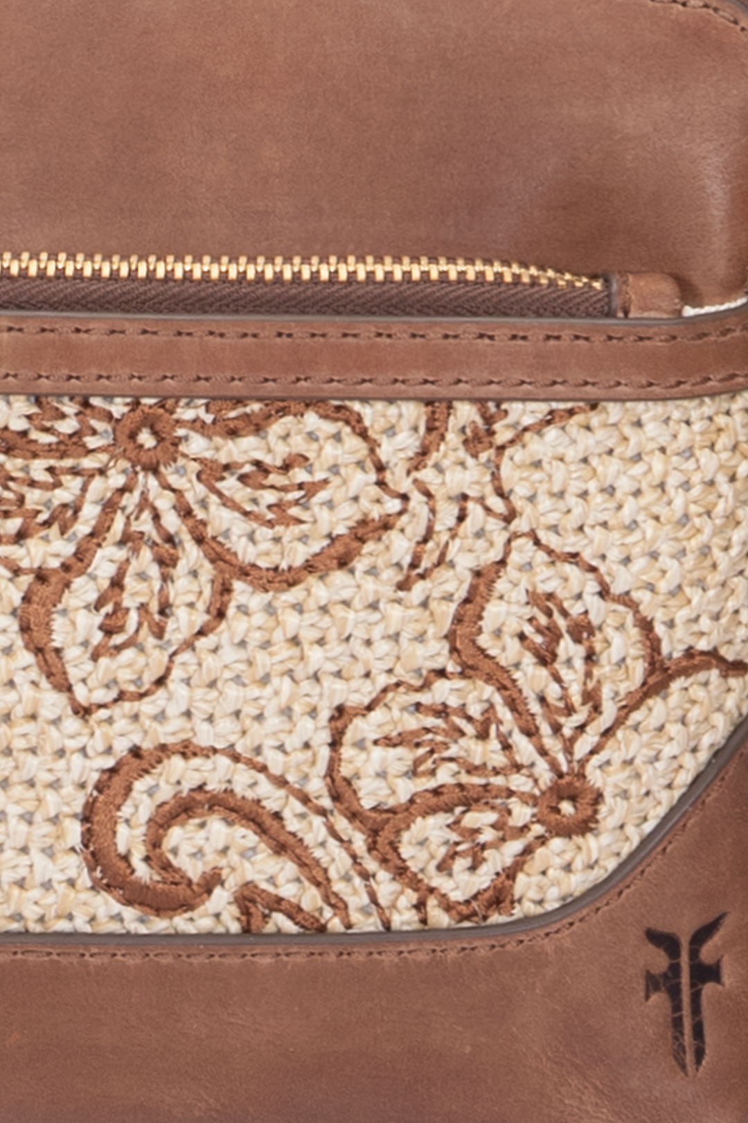 Frye Women's Floral Crossbody Wristlet Wallet / Cognac