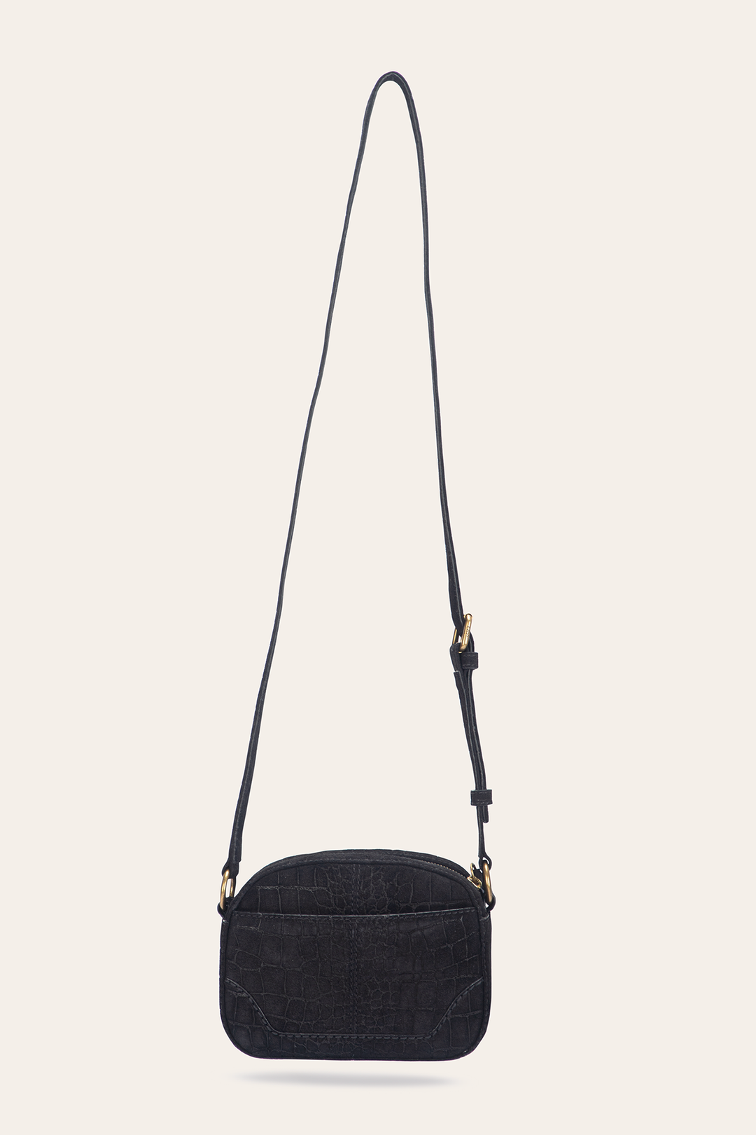 Frye Melissa Black Sueded Croco Camera / Black