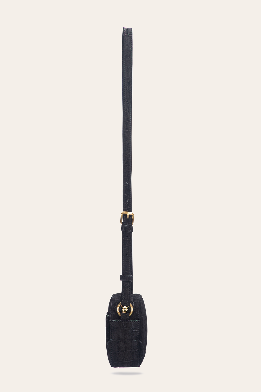 Frye Melissa Black Sueded Croco Camera / Black