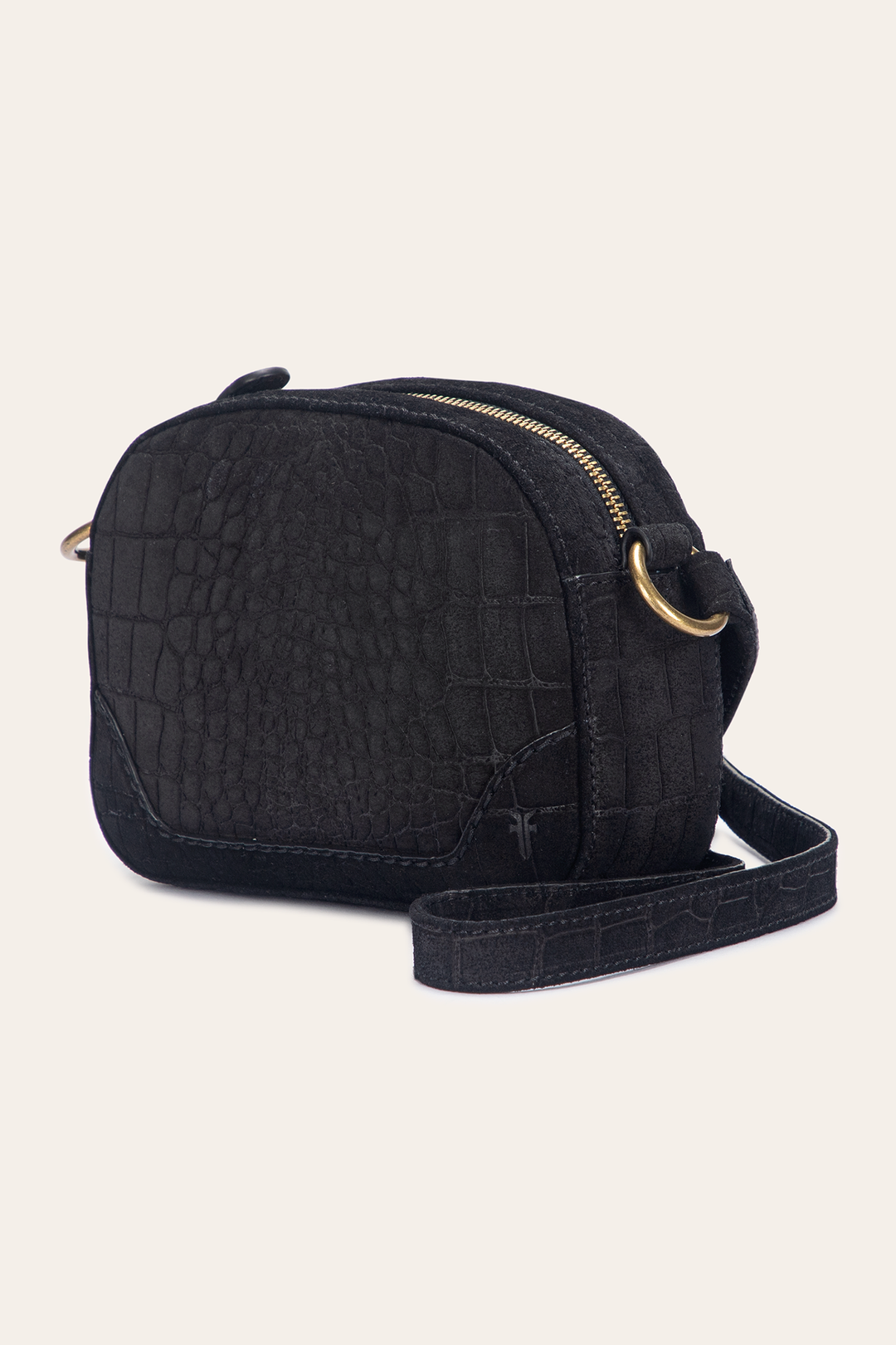 Frye Melissa Black Sueded Croco Camera / Black