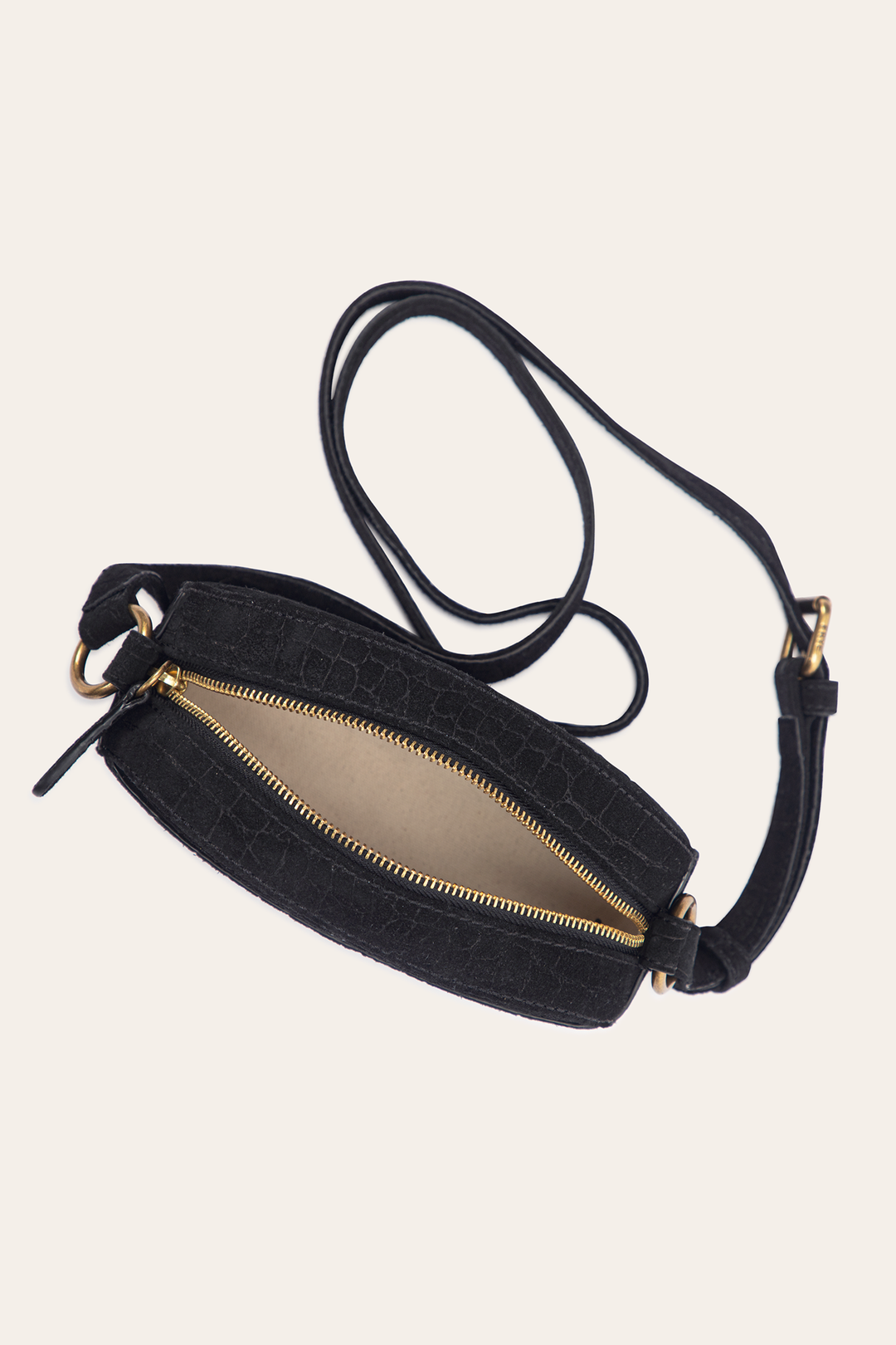Frye Melissa Black Sueded Croco Camera / Black