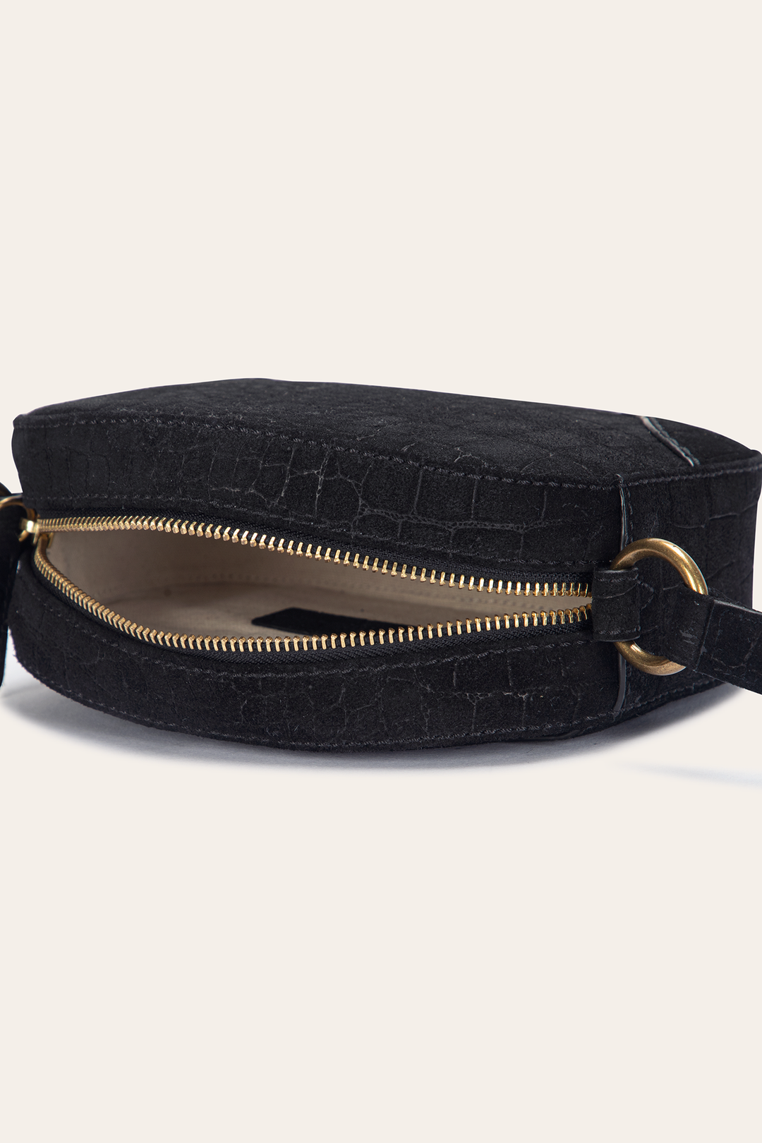 Frye Melissa Black Sueded Croco Camera / Black