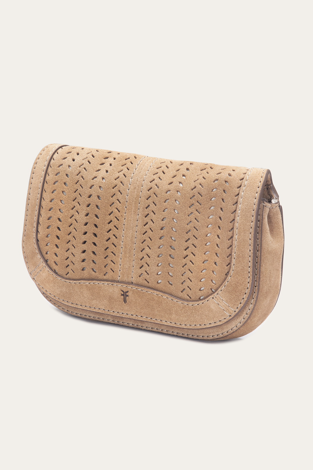 Frye Stella Suede Wallet Crossbody in Beige / Beige