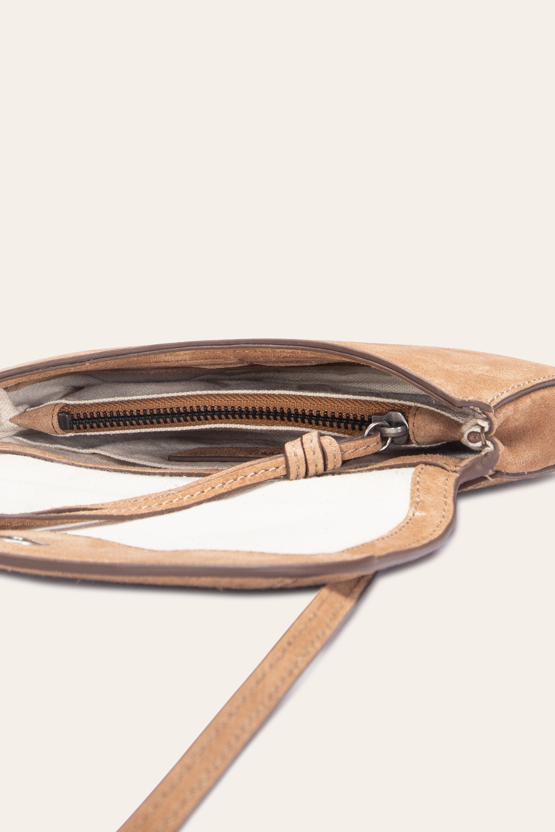Frye Stella Suede Wallet Crossbody in Beige / Beige