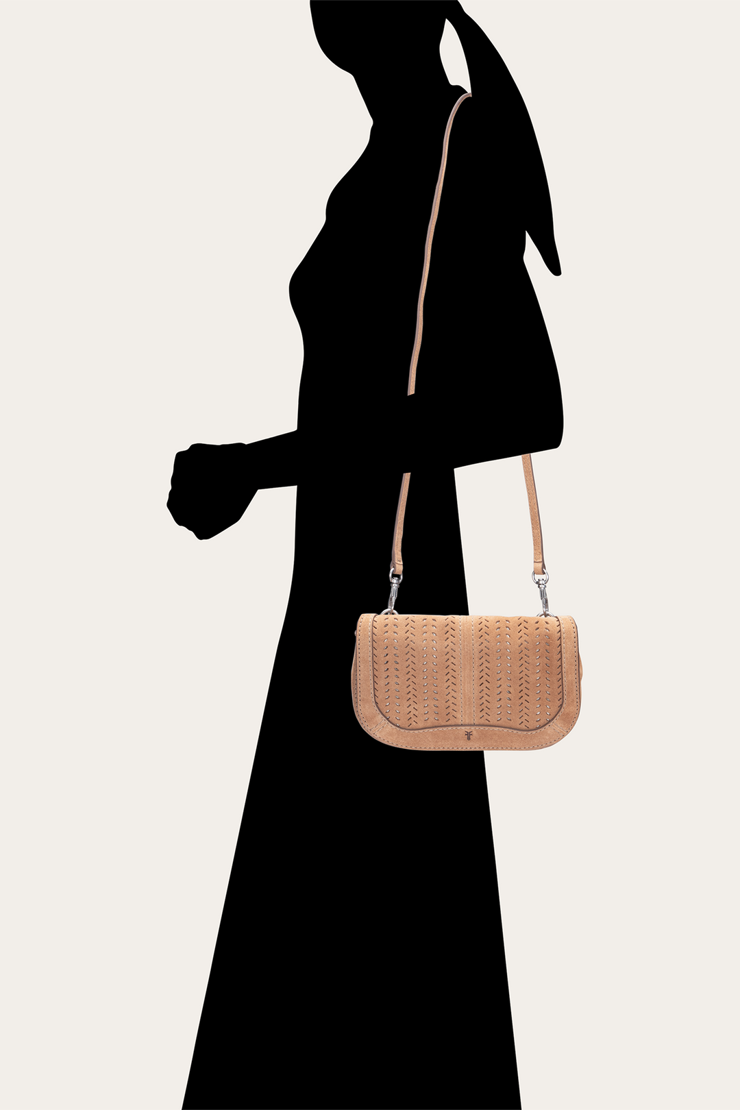 Frye Stella Suede Wallet Crossbody in Beige / Beige