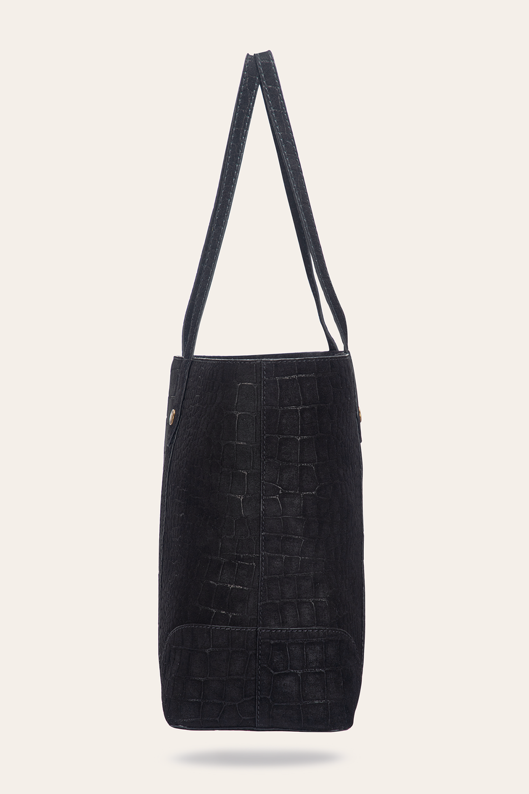 Frye Melissa Sueded Croco Shopper in Black / Black