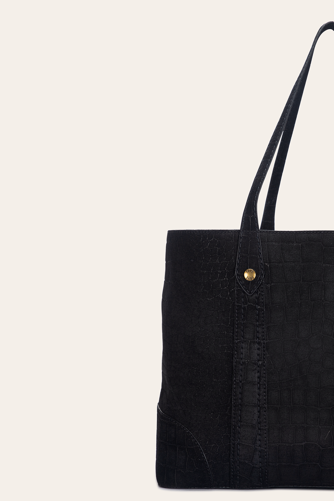 Frye Melissa Sueded Croco Shopper in Black / Black