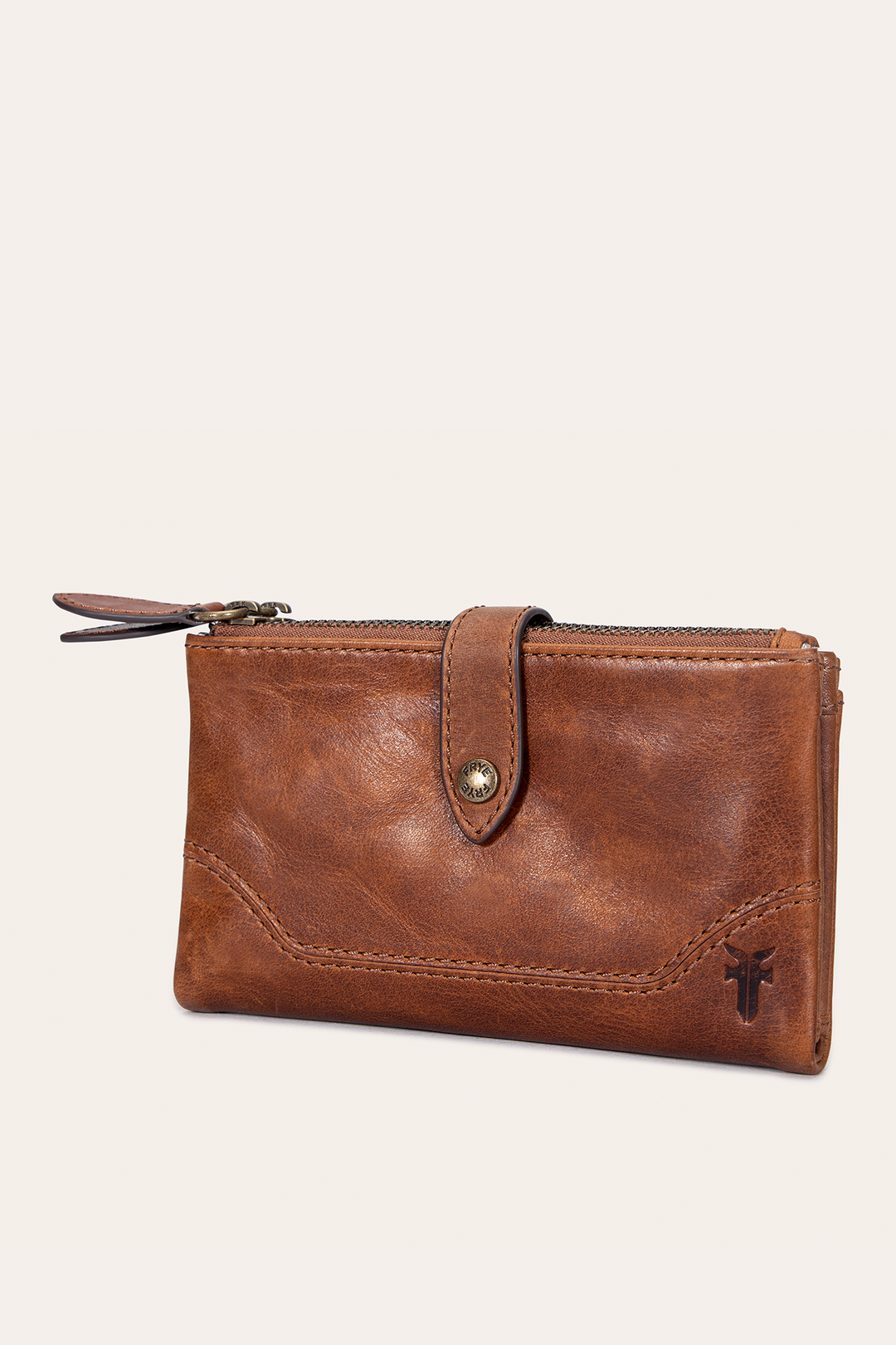 Frye Melissa Cognac Double Zip Wallet / Cognac
