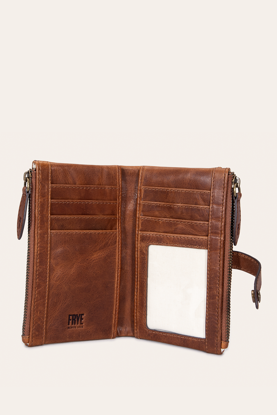 Frye Melissa Cognac Double Zip Wallet / Cognac