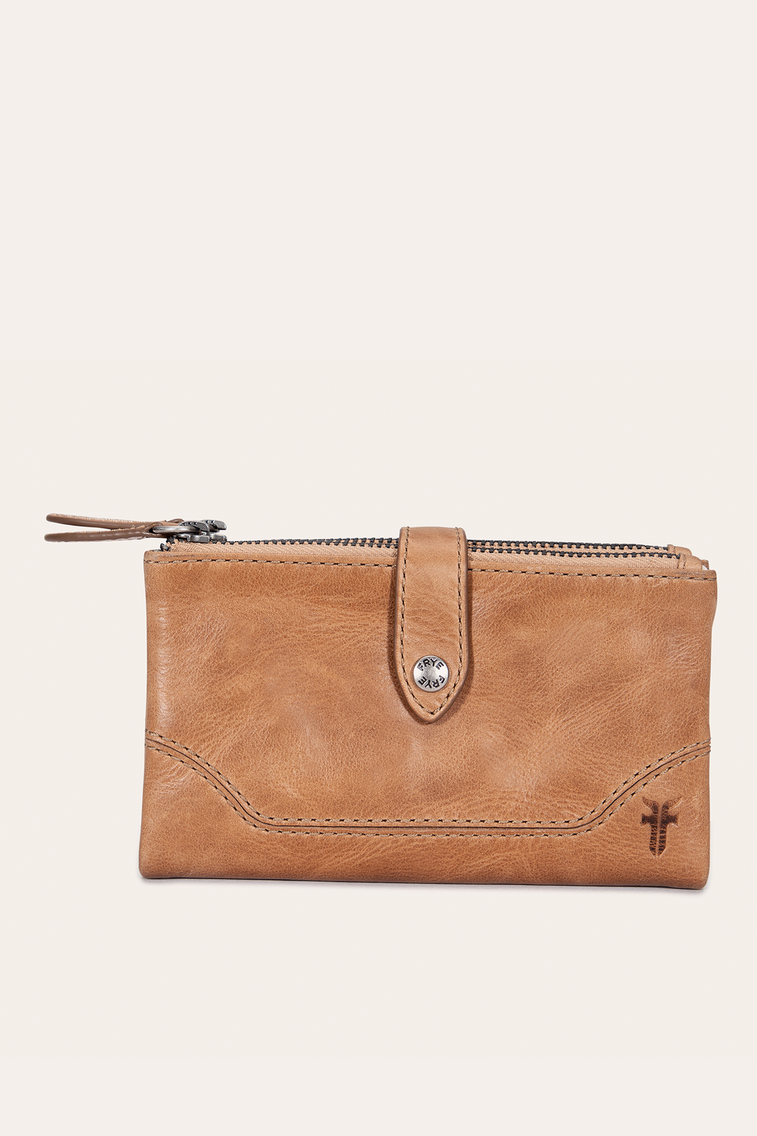 Frye Melissa Beige Double Zip Wallet / Beige