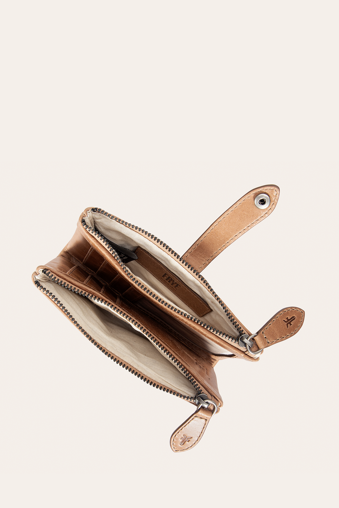 Frye Melissa Beige Double Zip Wallet / Beige
