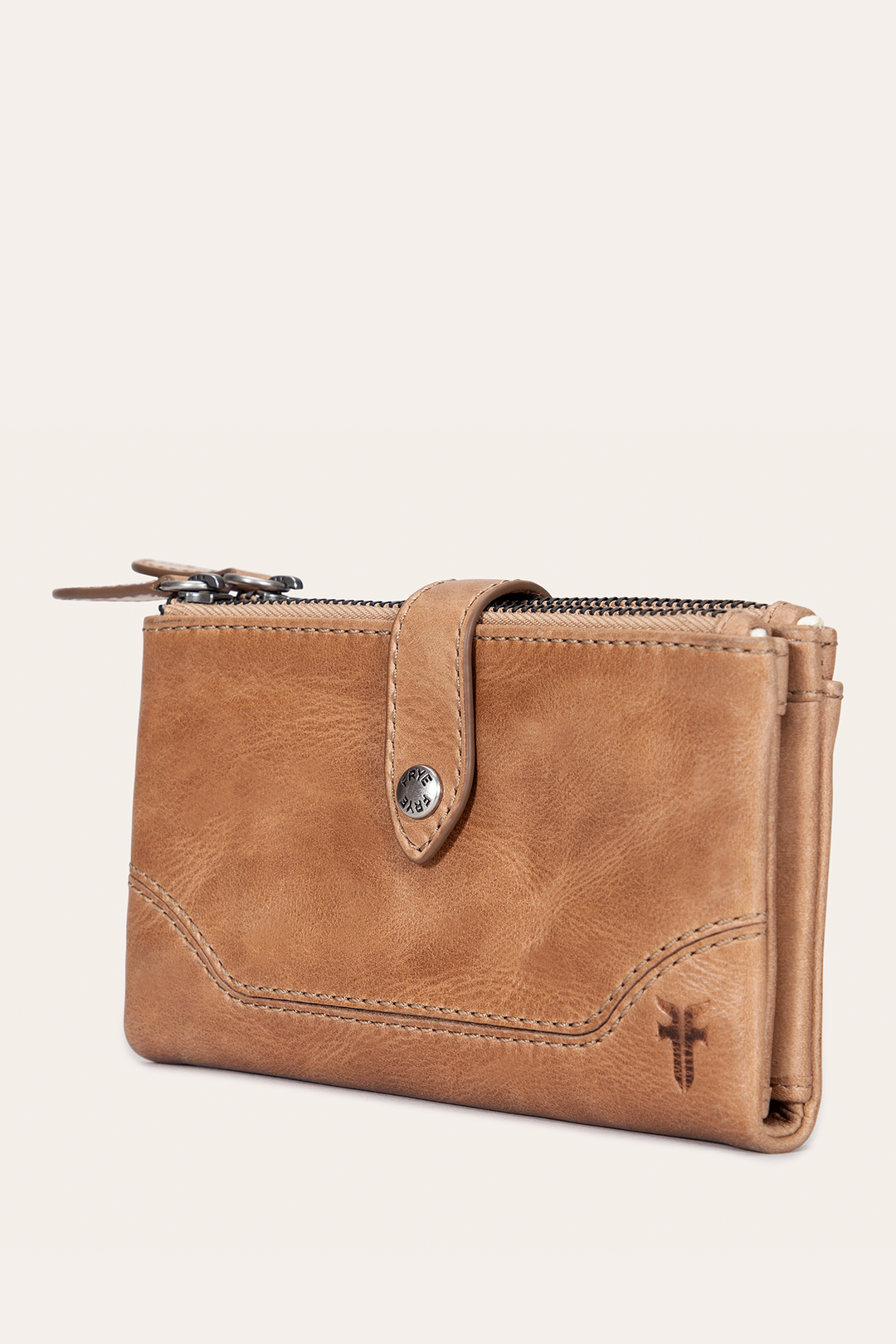 Frye Melissa Beige Double Zip Wallet / Beige