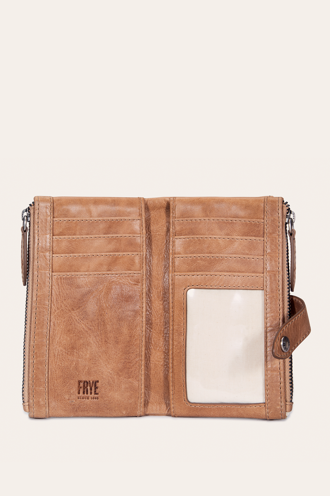Frye Melissa Beige Double Zip Wallet / Beige