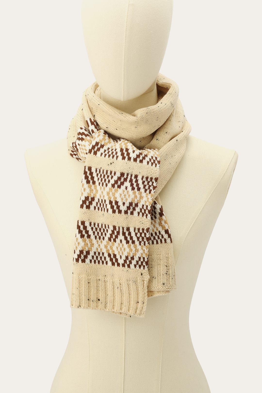 Frye Birch Tweed Fair Isle Scarf / Birch