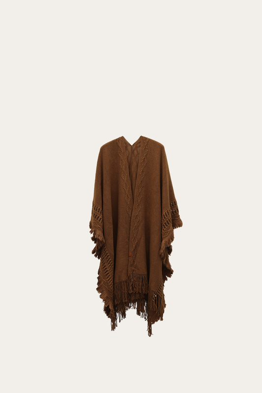 Frye Acorn Embellished Fringe Ruana / Acorn