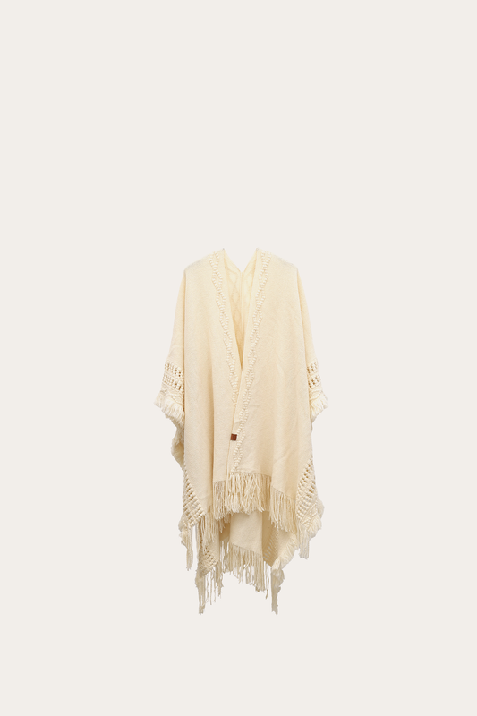 Frye Birch Embellished Fringe Ruana / Birch