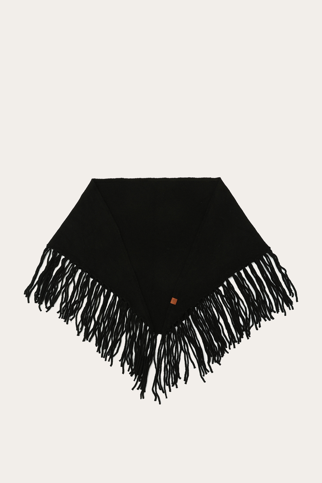Frye Black Long Fringe Triangle Scarf / Black