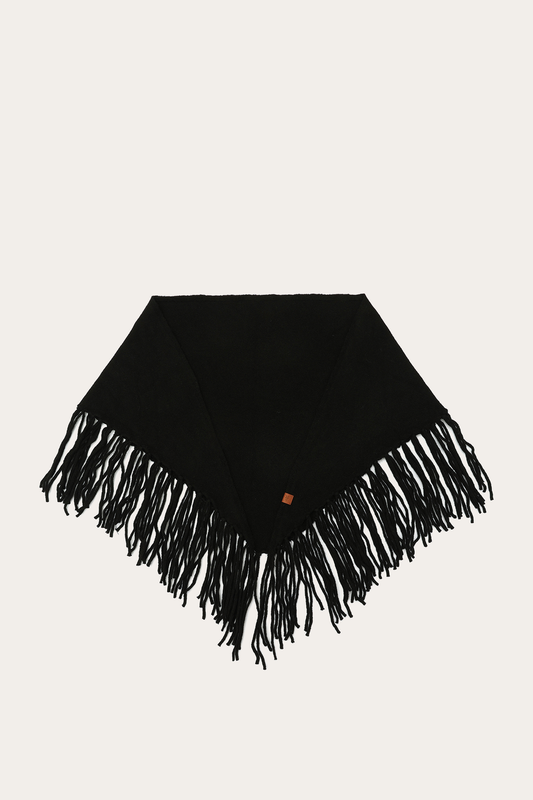 Frye Black Long Fringe Triangle Scarf / Black