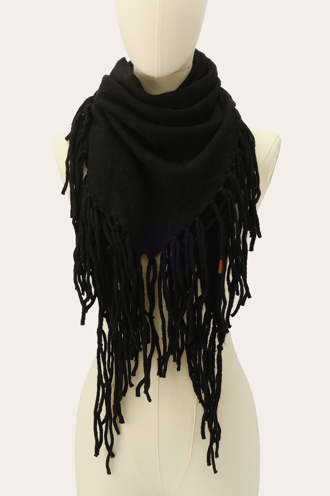Frye Black Long Fringe Triangle Scarf / Black