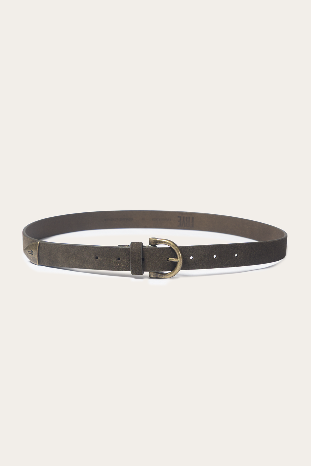 Frye Light Olive 25mm Suede Horseshoe Buckle Belt / Light Olive