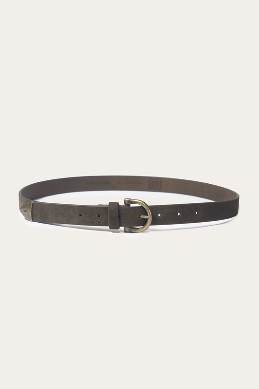 Frye Light Olive 25mm Suede Horseshoe Buckle Belt / Light Olive