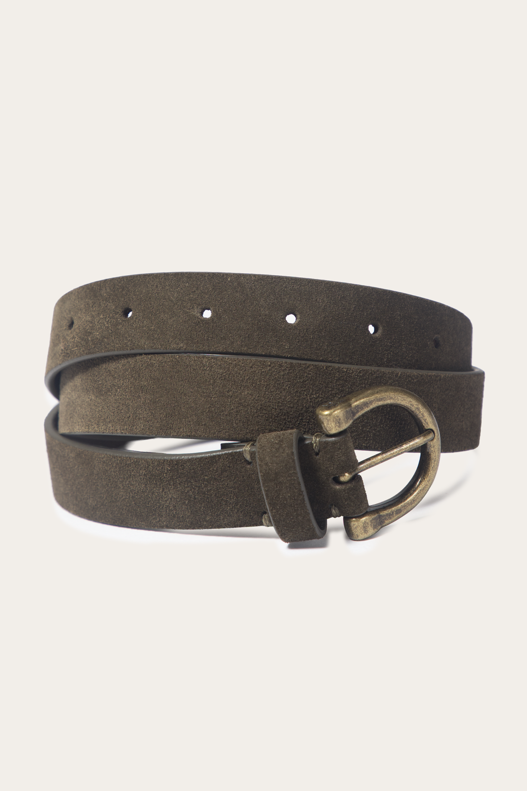Frye Light Olive 25mm Suede Horseshoe Buckle Belt / Light Olive