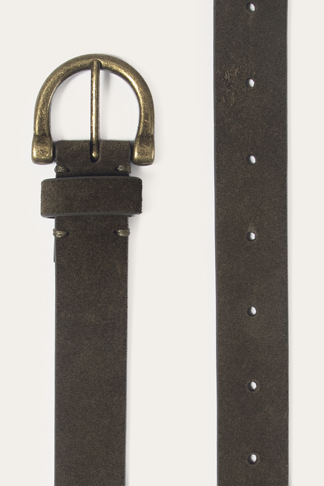 Frye Light Olive 25mm Suede Horseshoe Buckle Belt / Light Olive