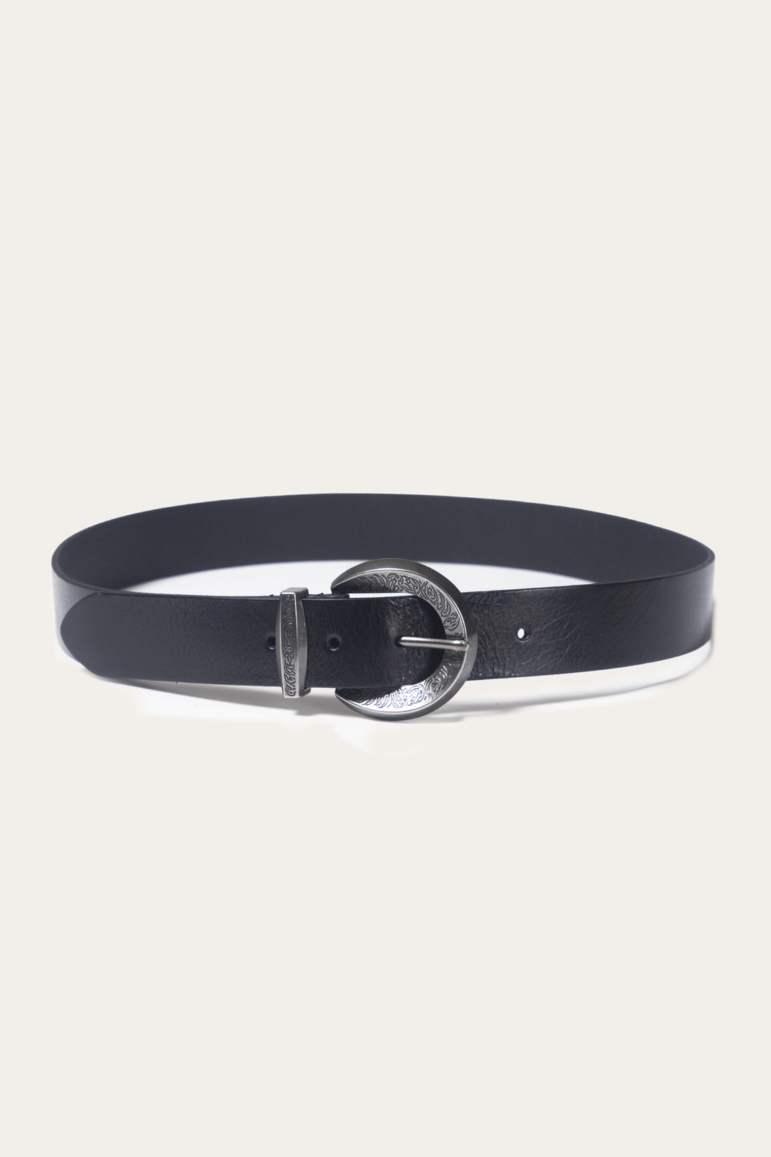 Frye Black 35mm Engraved Buckle Belt / Black