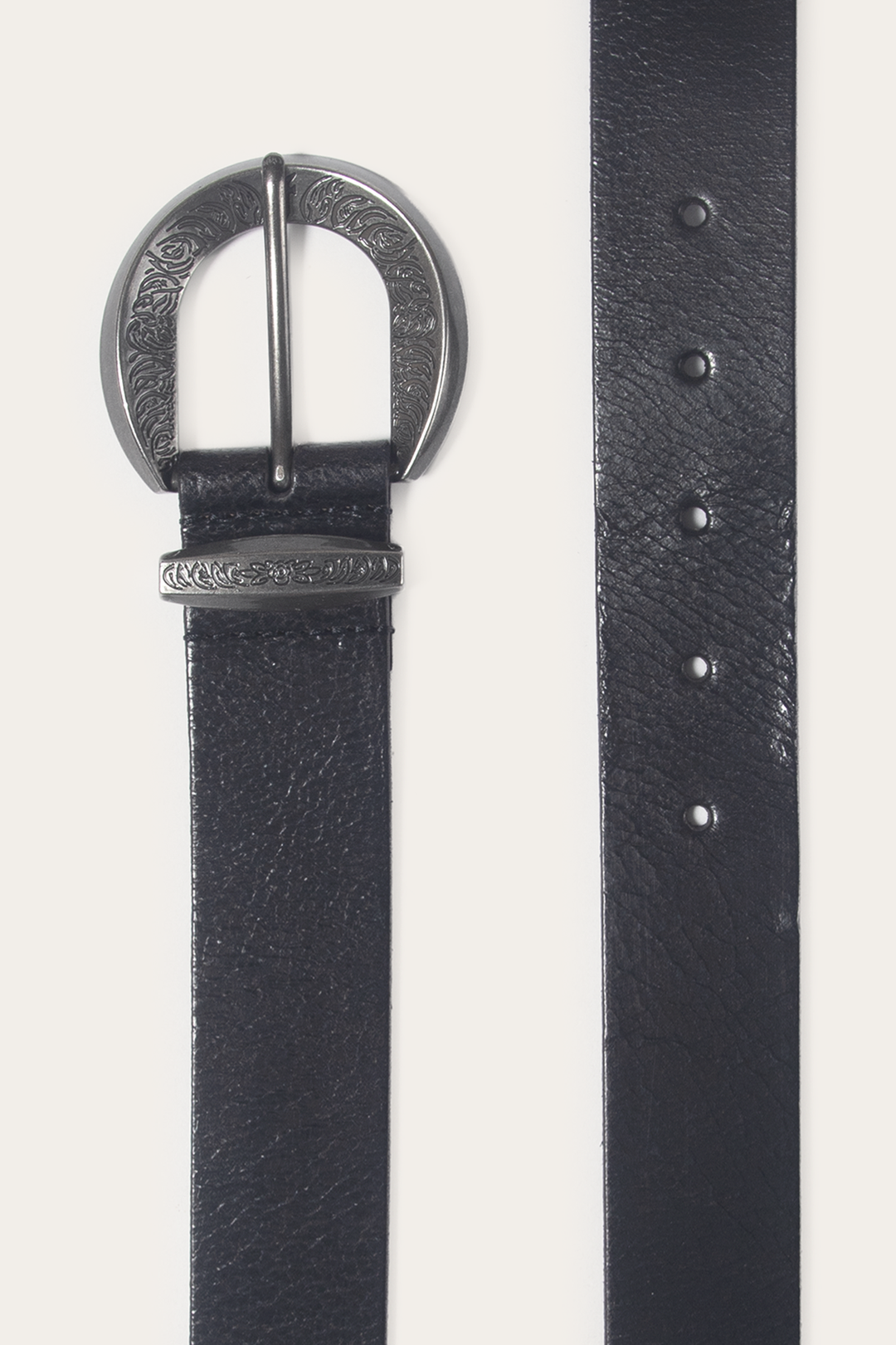 Frye Black 35mm Engraved Buckle Belt / Black