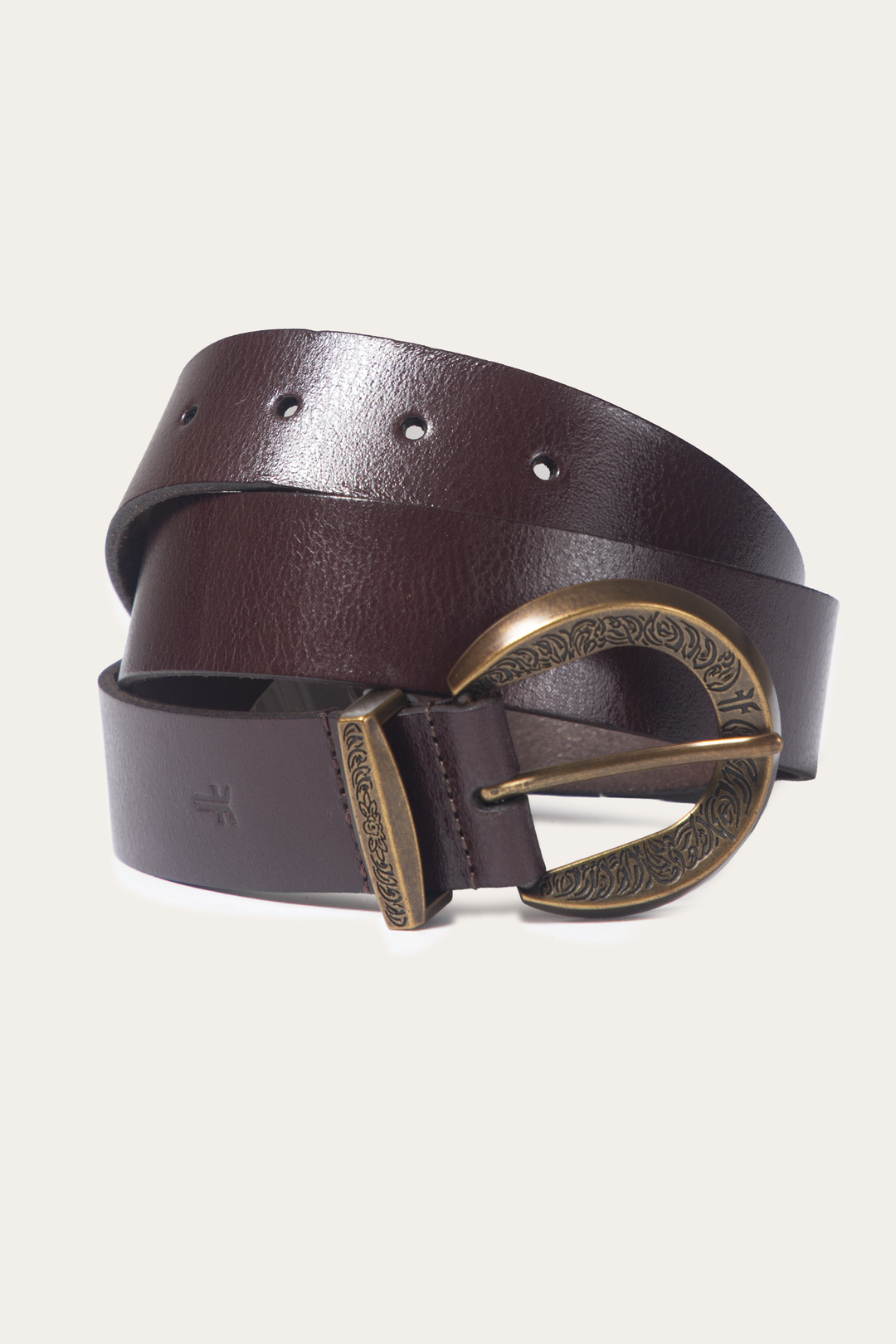 Frye Brown 35mm Engraved Buckle Belt / Brown
