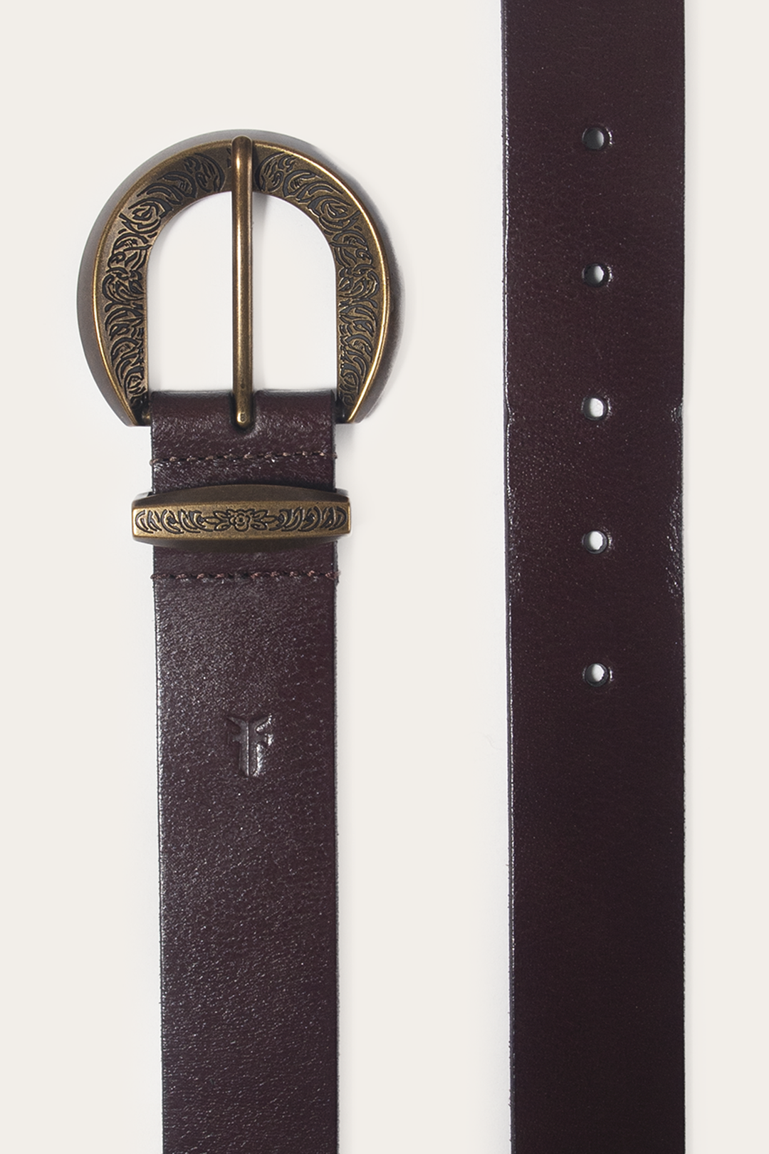 Frye Brown 35mm Engraved Buckle Belt / Brown