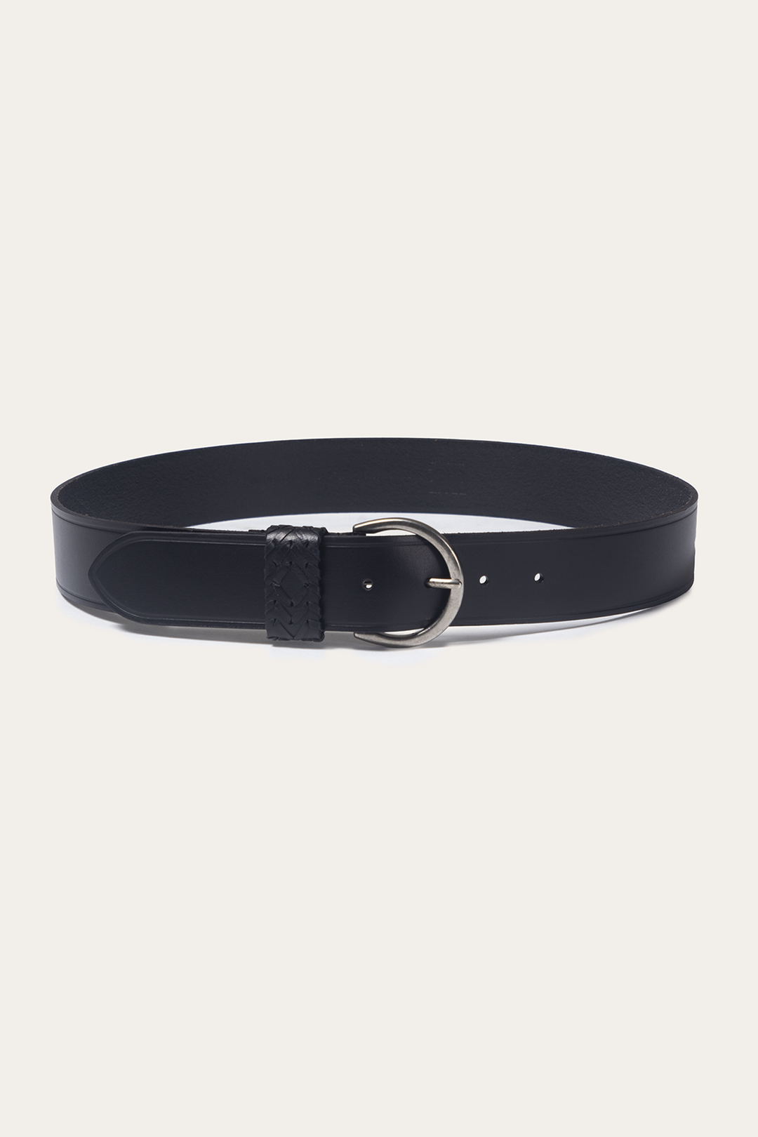 Frye Black 40mm Belt With Woven Keeper / Black