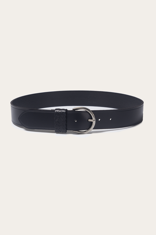 Frye Black 40mm Belt With Woven Keeper / Black