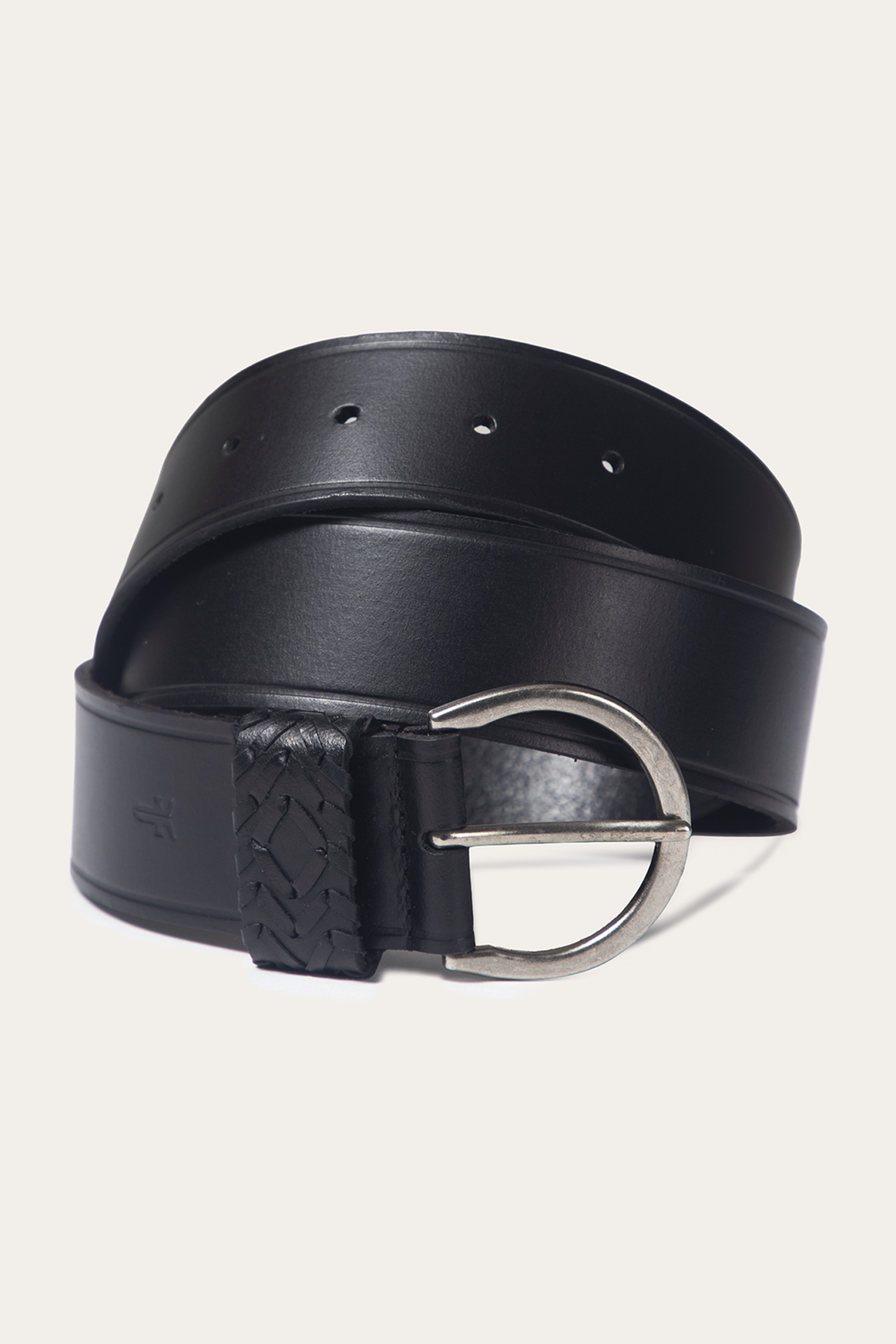 Frye Black 40mm Belt With Woven Keeper / Black
