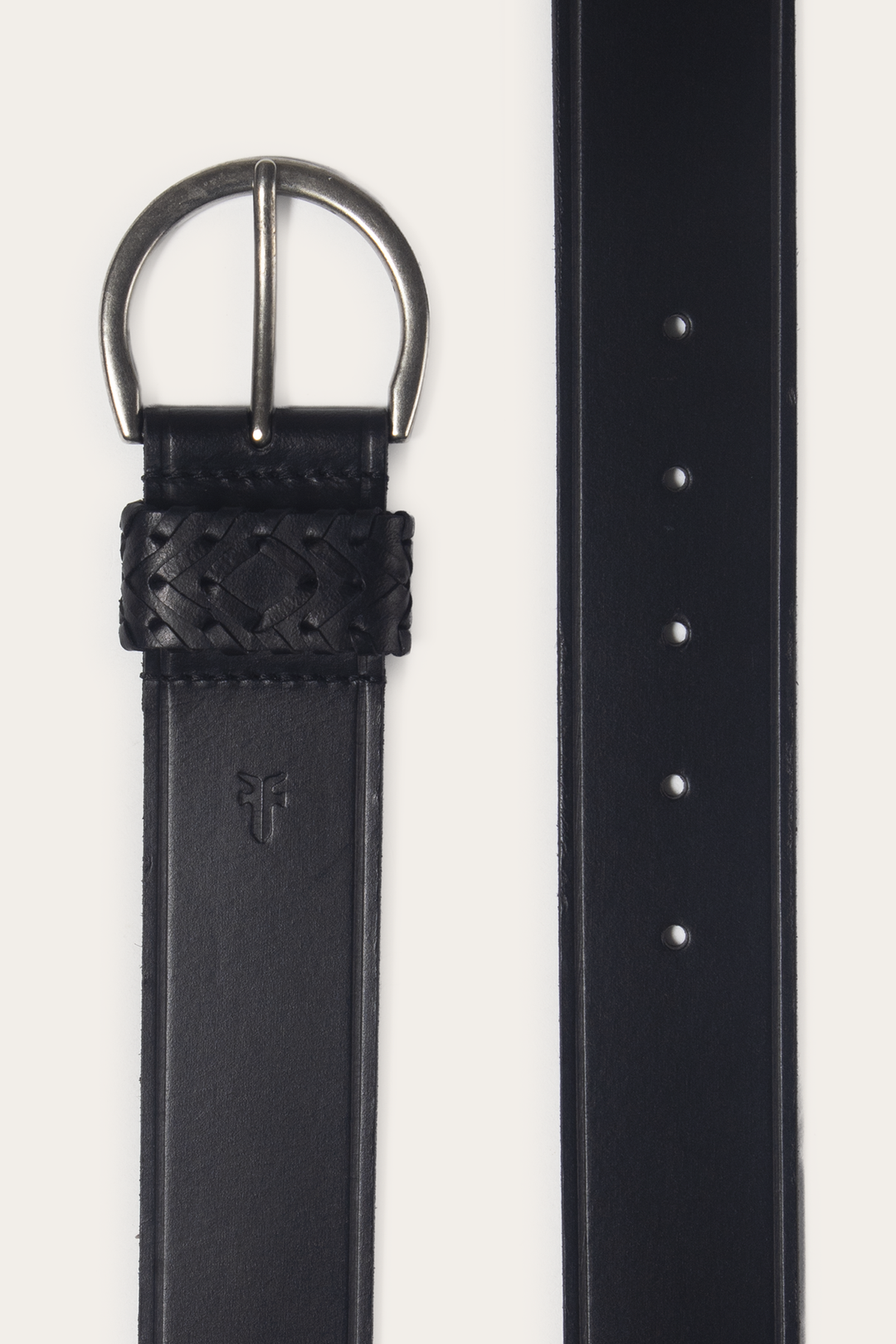 Frye Black 40mm Belt With Woven Keeper / Black