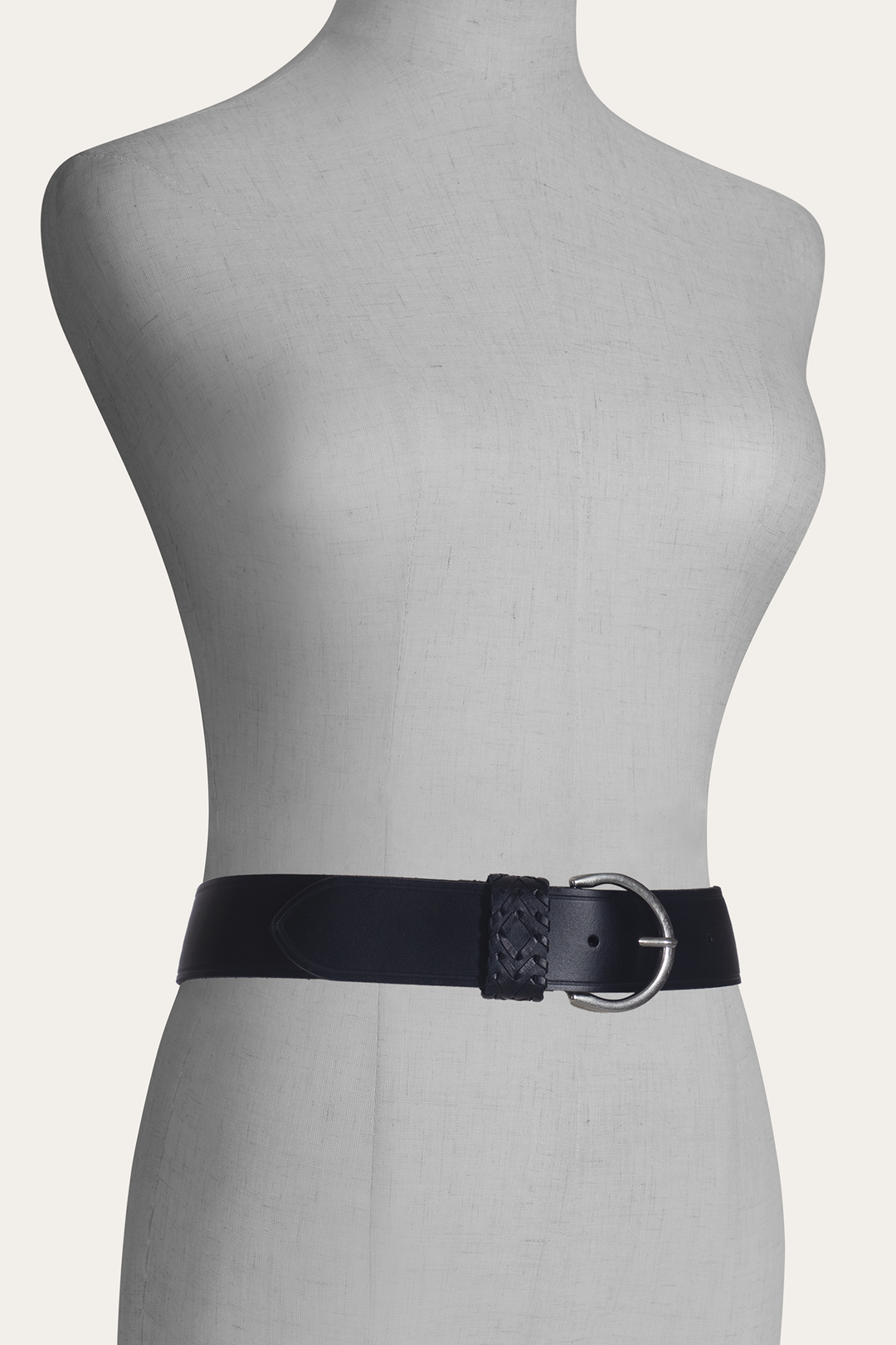 Frye Black 40mm Belt With Woven Keeper / Black