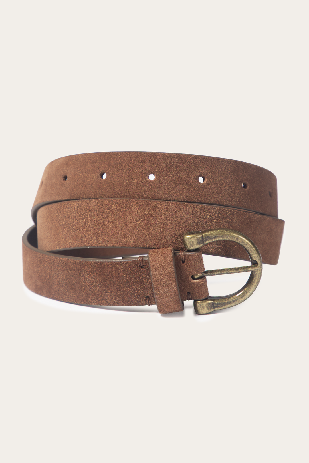Frye Light Whiskey 25mm Suede Horseshoe Buckle Belt / Light Whiskey