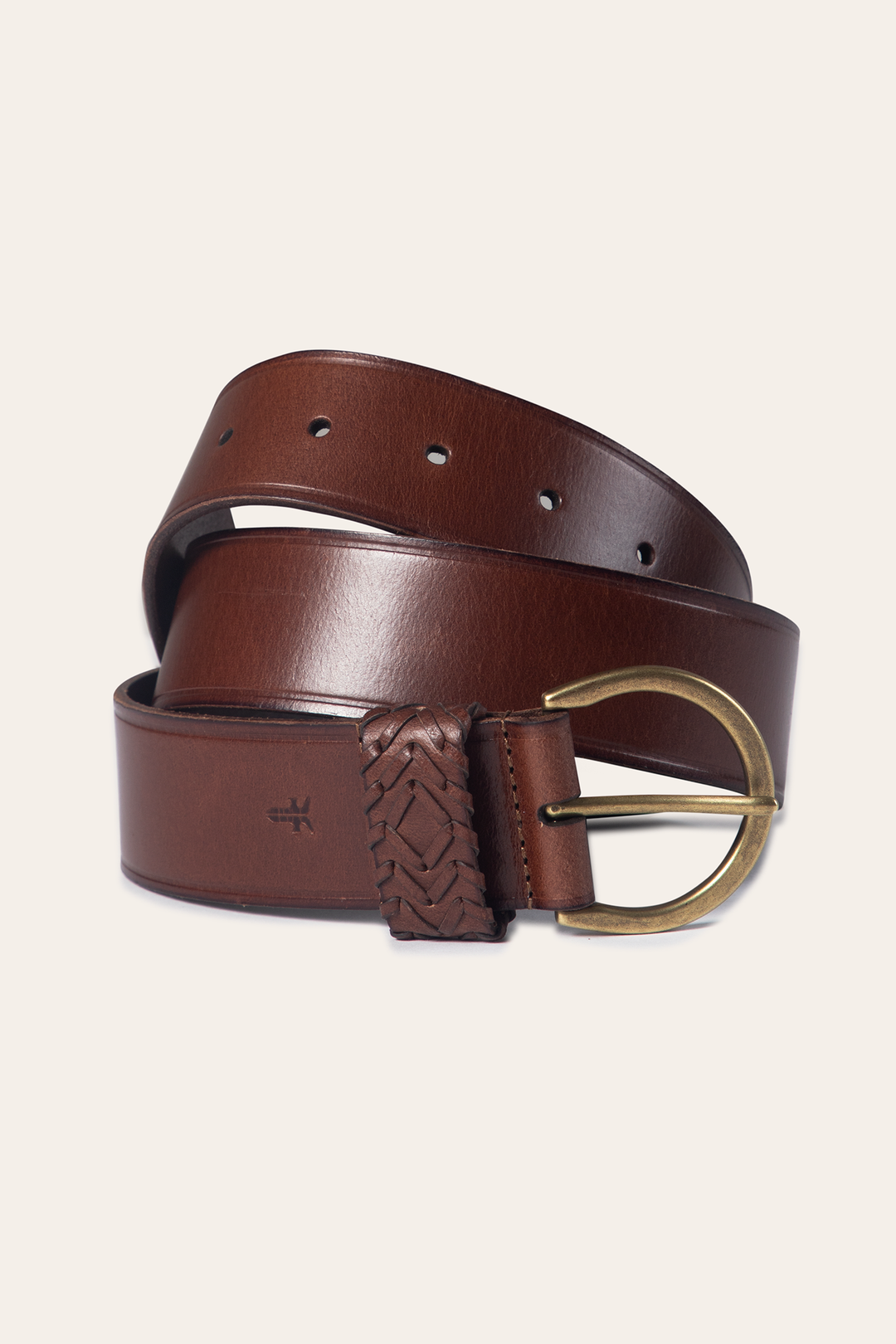 Frye Tan 40mm Belt With Woven Keeper / Tan