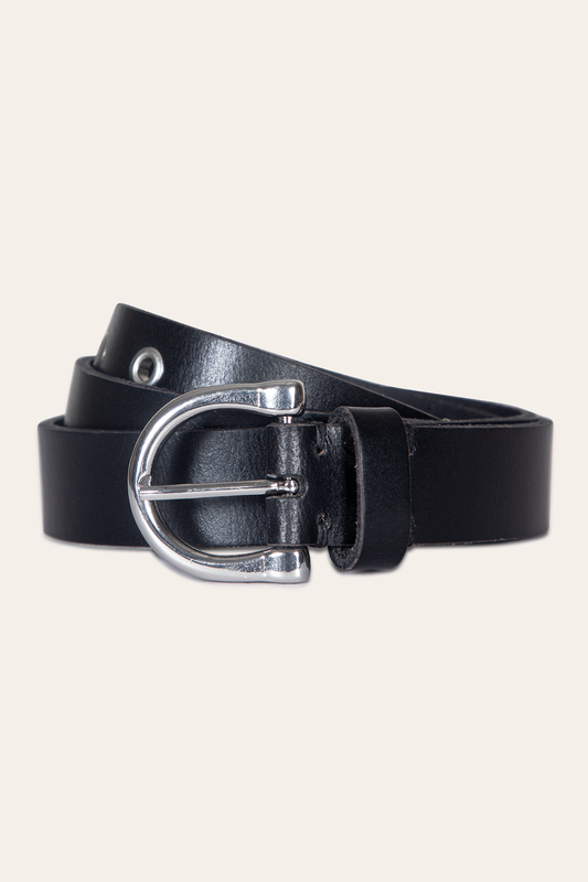 Frye Women’s Black 25mm Horseshoe Buckle Belt / Black